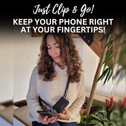 Save the Girls Clip and Go Brushed Vegan Phone Lanyard - Crossbody Phone Case with Pouch, Adjustable and Removable Strap - color: Tangerine