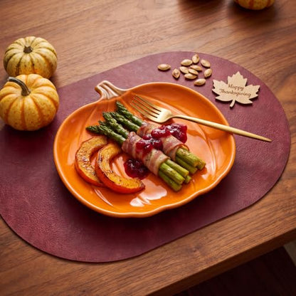 Placemats, Oval Placemats 2mm Ultra Thick Faux Leather Table Mats, Heat Resistant Waterproof Wipeable Dining Mats for Kitchen Table, Set of 12, Wine Red - color: Wine Red, size: Placemats set of 12