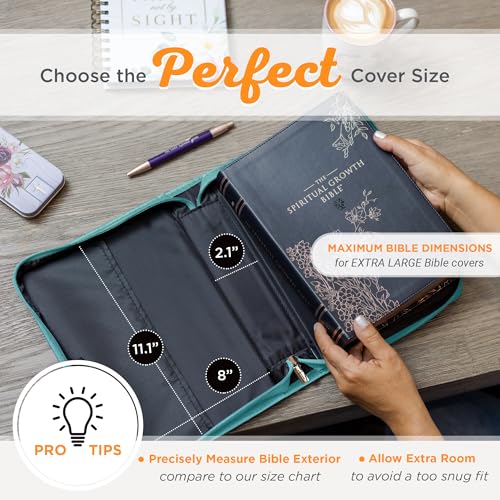 Christian Art Gifts Women's Fashion Bible Cover Strength and Dignity Proverbs 31:25, Teal Faux Leather, XL - size: Extra Large
