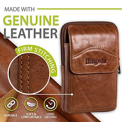 Small Leather Crossbody Purse Men Bag Cell Phone Pouch for Belt | Genuine Leather Phone Holster with Belt Clip Belt Loop, Removable Adjustable Shoulder Strap, Fits for Travel, Daily Commute - color: Brown