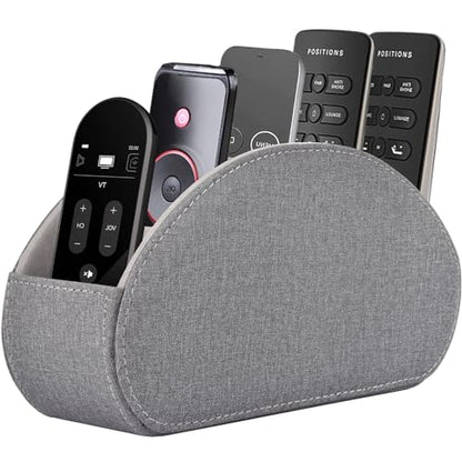 Remote Control Holder,TV Remote Caddy/Box with 5 Compartments,Bedside Table Organizer for Controller,Glasses,makeup brushes,jewelry and Media Player,Pen/Pencil Storage (Grey) - color: Grey