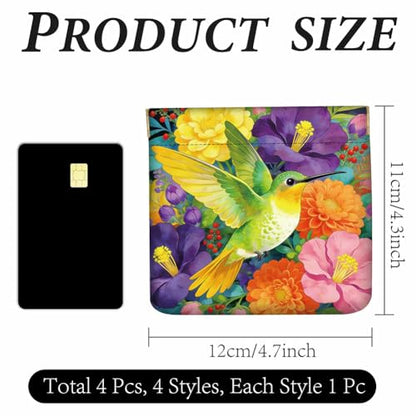 4Pcs 4 Styles Leather Hummingbird Coin Purse 4.7 x 4.3 Inch Mini Squeeze Pouch Bird Flower Pattern Small Wallet Waterproof Durable Change Bag for Women Men Shopping Daily Use Birthday Gift - color: Bird