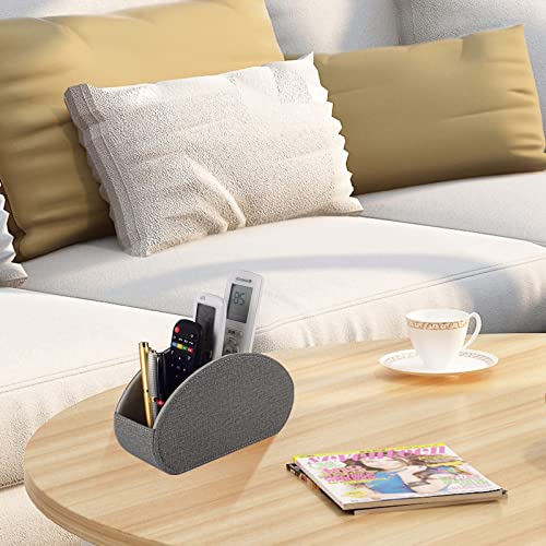 Remote Control Holder,TV Remote Caddy/Box with 5 Compartments,Bedside Table Organizer for Controller,Glasses,makeup brushes,jewelry and Media Player,Pen/Pencil Storage (Grey) - color: Grey