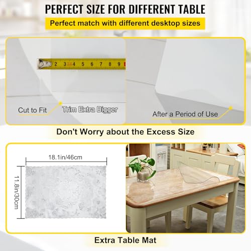 VEVOR Clear Desk Cover Protector, 42 x 78 inch, 1.5 mm Thick Rectangle Waterproof Plastic Clear Pad Mat, Scratch Proof and Easy Cleaning for Office, Dresser, Night Stand - size: 78" x 42" (Rectangular)
