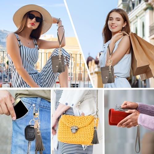 KNGITRYI Small Wristlet Wallets for Women RFID Credit Card Holder Wallet Keychain Wristlet Wallet Credit Card Wallets for Women (Cement grey) - color: Cement grey