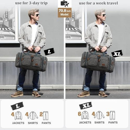 Gonex Duffle Bag for Travel, Expandable 60L Overnight Weekender Gym Bag | Water-Resistant Canvas, Wet-Dry Pocket, Luggage Sleeve, Carry-On Size, Detachable Strap, Grey - color: Grey, size: X-Large-60l