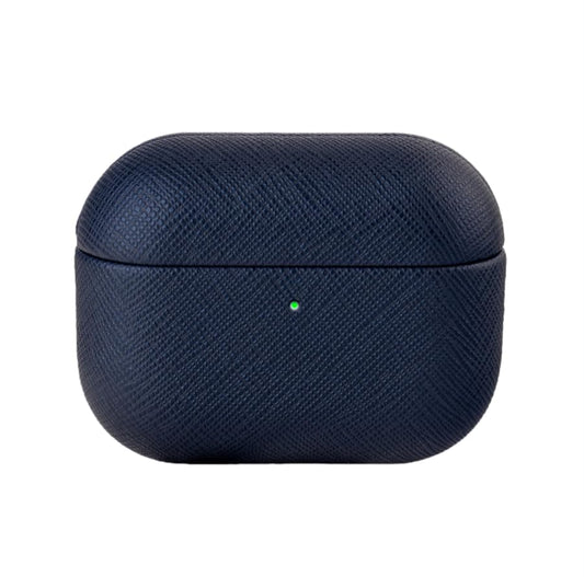 Genuine Leather Case for AirPods Pro 3rd Generation 2025, Orange Protective Cover with Adjustable Braided Lanyard, Luxury Hard Shell with Patina Development (Dark Blue, for AirPods Pro 3) - color: Dark blue