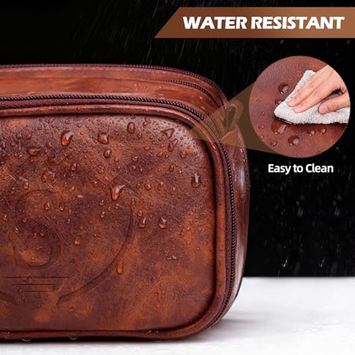 Personalized Groomsmen Gifts Travel Toiletry Bag for Men, Engraved Monogrammed Initial PU Leather Water-Resistant Shaving Bag, Traveling Essentials for Adults Man Dad Husband Boyfriend Groomsmen,S - style: S