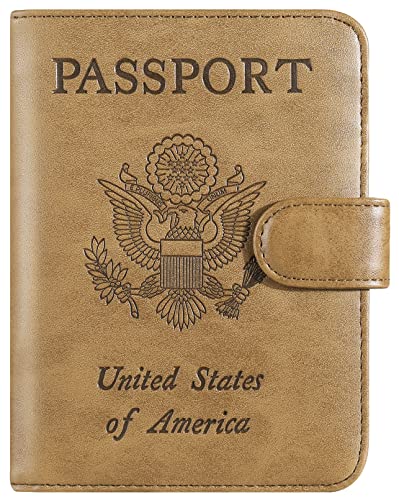 Passport Holder Cover Wallet RFID Blocking, Travel Essentials - color: Brown
