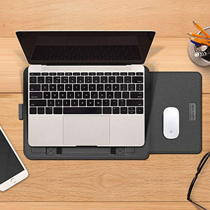 Laptop Sleeve 13-14" Case with Stand Compatible with Microsoft Surface Laptop 5/4/3/2 13.5", MacBook Air/Pro 13.3", PU Leather Sleeve for 15-16" Laptop Computers - Dark Green - color: Dark Green, size: 13-14 Inch