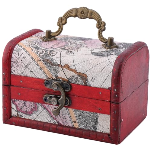 Retro Pirate Treasure Chest Mini Vintage Wooden Jewelry Stroage Cases Keepsake Box Small European Decorative PU Leather Treasure Box with Handle for Jewelry Pearl Trinkets Birthday Gifts - color: Colorful 5