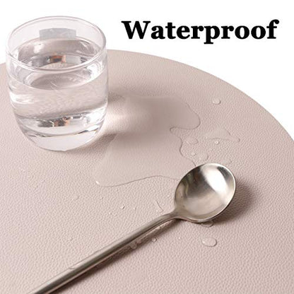 Wipeable Placemats and Coasters Leather Table Mats Waterproof Heat-Resistant Easy to Clean for Dining Table Set Kitchen Table Set of 4, Taupe - color: Taupe, size: set of 4