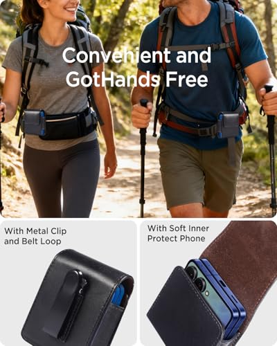 Miimall for Samsung Galaxy Z Flip 8 7 6 5 4 3 Phone Pouch Holster Case, Leather Pouch with Metal Belt Clip+Magnetic Closure Phone Holster Case for Galaxy Z Flip 8 7 6 5 4 3,Motorola RAZR-Black - color: Black with Metal Belt Clip