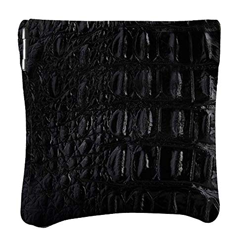 Genuine Leather Squeeze Coin Purse, Coin Pouch Made IN U.S.A. Change Holder For Men/Woman Size 3.5 X 3.5 (Black Croc) - color: Black Croc