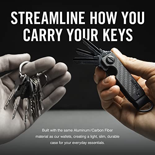 The Ridge Key Organizer - Compact Metallic Key Holder, Minimalist Innovative Keyholder, Smart Keychain Secures 2-6 Keys - color: Carbon Fiber