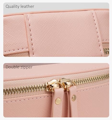 Clear Makeup Bag Sunscreen Bag Small Mini Travel Toiletry Bag Cosmetic Organizer,TSA Approved Waterproof PU Leather Portable Cosmetic Pouch for Summer Beach Vacation,Pool &Gym(Mini Pink) - color: Pink, style: Mini