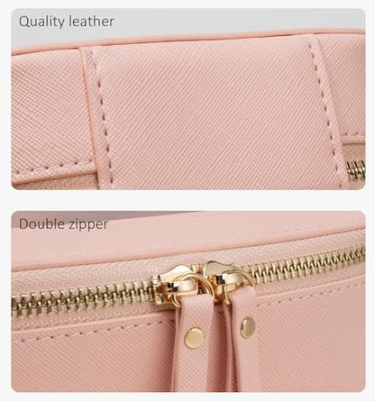 Clear Makeup Bag Sunscreen Bag Small Mini Travel Toiletry Bag Cosmetic Organizer,TSA Approved Waterproof PU Leather Portable Cosmetic Pouch for Summer Beach Vacation,Pool &Gym(Mini Pink) - color: Pink, style: Mini
