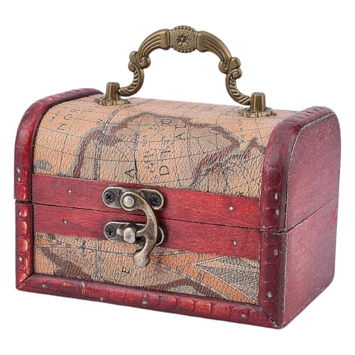 Small European Decorative PU Leather Treasure Box Retro Pirate Treasure Stroage Box Mini Vintage Wooden Jewelry Chest Keepsake Cases with Handle for Jewelry Pearl Trinkets Birthday Gifts - color: Colorful 8