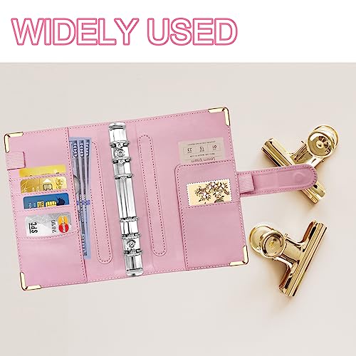 Convend A6/A5 Refillable 6 Ring Faux Leather Budget Binder,Mini Notebook Binder Cover for A6 Filler Paper,Loose Leaf Personal Planner Cover with Magnetic Buckle Closure (Marble Pink) - color: Marble Pink, size: Art-A6