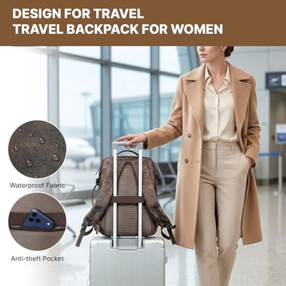 Travel Backpack for Men Women, Carry On Backpack Flight Approved, Coffee - color: Coffee