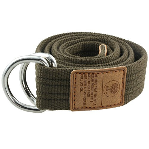moonsix Canvas Web Belts with D-ring Buckle for Men, Army Green | Adjustable Military Style Double D Ring Men's Casual Belt - color: F-army Green(style 1), size: fit 32-40" Waistline