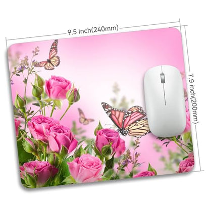 Beautiful Flowers Plants Mouse Pad Rubber Base Mouse Mat Non-Slip Mousepad for Office Desk Laptop Computer Mouse Pads - color: 07-Butterfly