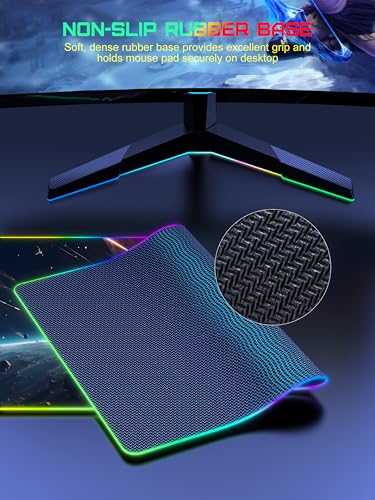 5-in-1 RGB Mouse Pad with 15W Wireless Charging, Keyboard Pad for Desk | 31.5” x 15.8” XXL Large Waterproof Mousepad Home Office Desk Pad, Includes 20W PD Adapter & 6.56ft Woven Cable - color: Upgraded Rgb - Cosmic Planet With Adapter