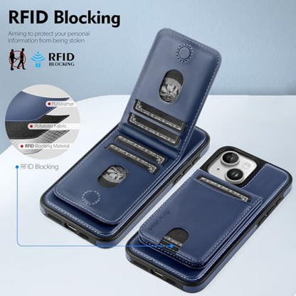 Shieldtop Compatible with MagSafe iPhone 14 Wallet Case,Blue | 2 in 1 Detachable Magnetic,Credit Card Holder Slots,RFID Blocking,PU Leather,Kickstand,Flip Folio Phone Cover for Men & Women - color: Blue, size: iPhone 14 6.1"
