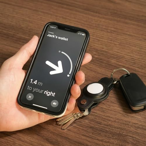 Air Tag Key Organizer, Compact Leather Keychain for Apple AirTag Gen 1/2.[Black, without Airtag]