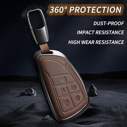 Key Fob Cover for 2024-2026 Silverado Sierra 2500HD 3500HD,Brown | Leather Key Case Shell Full Protection,Compatible with 2022-2025 2026 Silverado 1500 Sierra 1500 Yukon Equinox - color: D5-brown