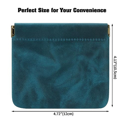 Jack&Chris Mini Coin Purse, Genuine Leather Small Coin Wallet, Leather Squeeze Coin Purse Pouch Change Holder For Men & Women, JC309 - color: Blue