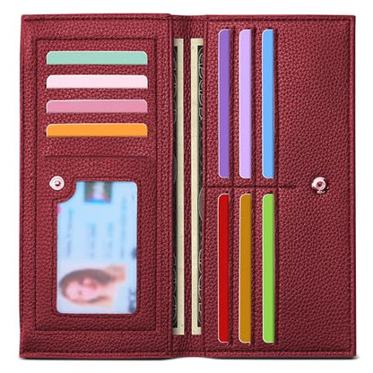 Tipmile Slim Wallet for Women, RFID Blocking Credit Card Holder | Thin Compact Bifold Wallet with Zipper, Ladies Gift - color: Wine Red