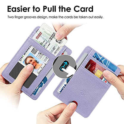 FINTIE Slim Front Pocket Wallet, RFID Blocking Credit Card Holder | Minimalist Card Cases with ID Window for Men Women, Lilac Purple - color: Lilac Purple
