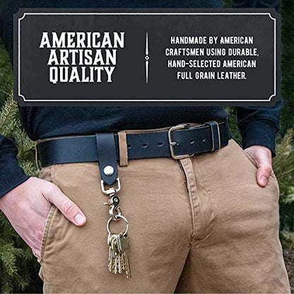 Main Street Forge | Full Grain Leather Keychain for Men | Made in USA | Hand Made | Luxury Valet Key Chain - color: Bootlegger Brown
