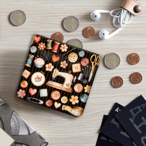 Sewing Machine Series Coin Purse,PU Leather Squeeze Pouch 4PCS | Funny Novelty Design,Small Coin Pouch with Snap Closure,Cute Mini Purse for Women,Teens & Gift Giving,Daily Carry - style: Sewing Machine Series