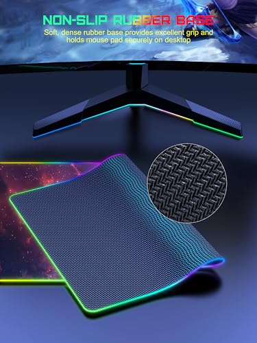 5-in-1 RGB Mouse Pad with 15W Wireless Charging, Keyboard Pad for Desk | 31.5” x 15.8” XXL Large Desk Mat, Gaming Mousepad with Ultra Smooth Surface & Non-Slip Rubber Base, Easy to Clean, Waterproof - color: Upgraded Rgb - Red Nebula With Adapter