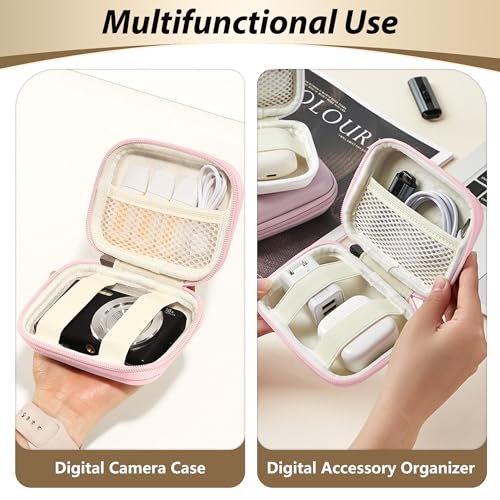 Digital Camera Case for KODAK PIXPRO FZ55/FZ45, Case Only, Pink | Fits CAMKORY DC403 and Canon PowerShot ELPH 360 HS Compact Digital Cameras, Small Hard Shell Camera Pouch with Mesh Pocket - color: Pink