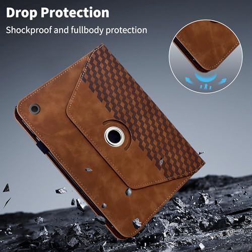 Case for Samsung Galaxy Tab S10 Lite/ S10 FE/ S9 FE 5G 10.9 Inch/Tab S9 11 Inch, 360 Degree Rotating PU Leather Folio Protective Case with Auto Sleep/Wake,Card Holder&Shoulder Strap, Brown - color: Brown, size: Samsung galaxy tab s10 lite