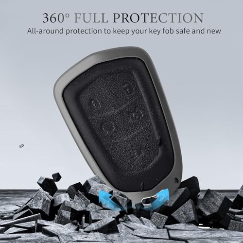 Key Fob Cover Compatible with Cadillac CTS XTS ATS STS XT4 XT5 CT6 SRX - color: Black