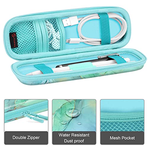 Fintie PU Leather Carrying Case for Apple Pencil Pro, USB-C/1st/2nd Gen - color: emerald marble
