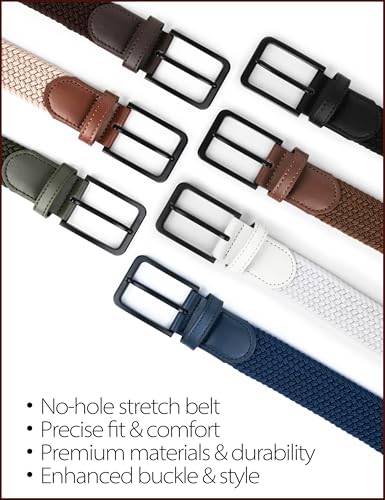 Stretch Elastic Braided Woven Golf Belt 1 3/8 Inch Wide for Men and Women - color: Blue, size: Large (Fits 36-40" Waist)