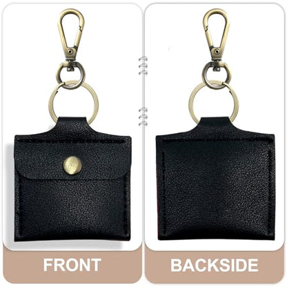 Ring Holder Keychain for Gym, Leather Jewelry Travel Pouch for Wedding Ring, Necklaces, Mini coin pouch for Women - color: Black