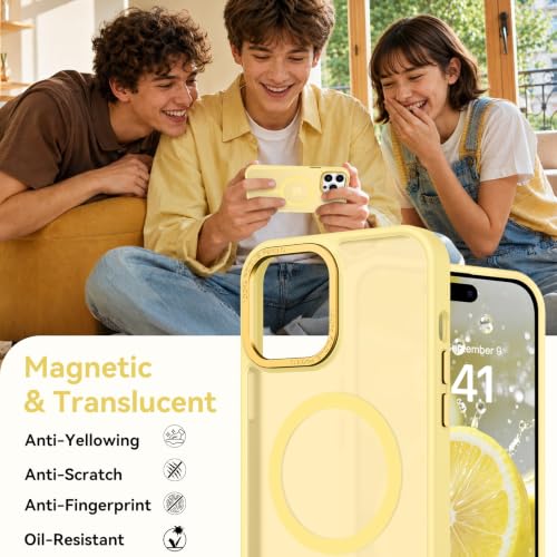 BENTOBEN Magnetic for iPhone 14 Pro Max Case [Compatible with MagSafe] [Military-Grade Protection] Translucent Matte Frosted Slim Shockproof Women Men Phone Case for iPhone 14 Pro Max 6.7",New Yellow - color: New Yellow