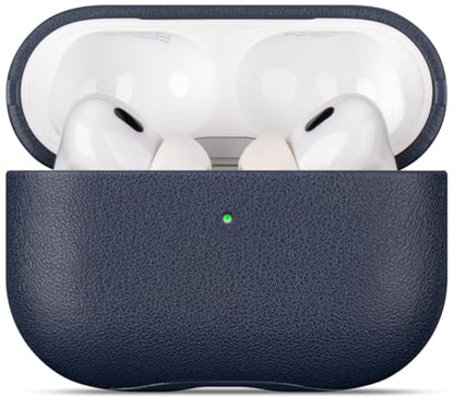 LOPIE Leather Case for AirPods Pro 2 - Handmade AirPods Pro 2nd Generation Case Cover with Lanyard - Made of Full Grain Leather - Drop Protection Hard Shell Cover - Wireless Charging Compatible - Blue - color: Blue, size: Top Grain Leather