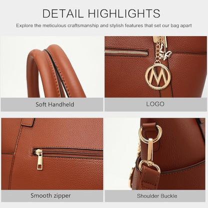 MKF Collection Tote Bag for Women Vegan Leather Shoulder Bag – Top-Handle Purse, Ladies Handbag by Mia K - color: Janise Grey