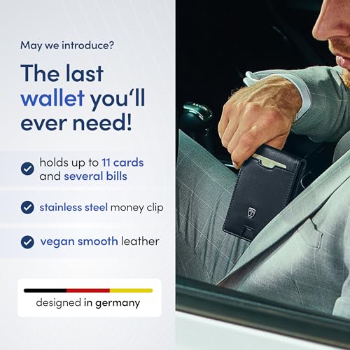 TRAVANDO Money Clip Wallet - RFID Protected Bifold Wallet for Men for 11 Cards - including Gift Box (Black) - color: Black