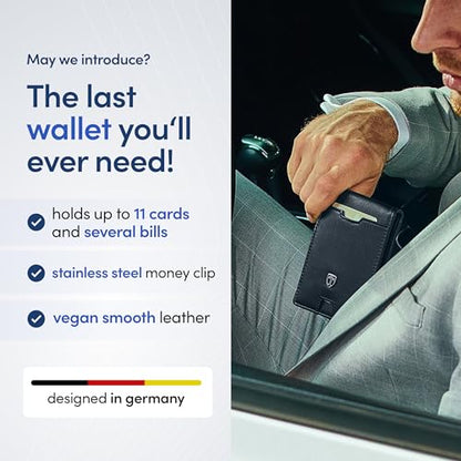 TRAVANDO Money Clip Wallet - RFID Protected Bifold Wallet for Men for 11 Cards - including Gift Box (Black) - color: Black