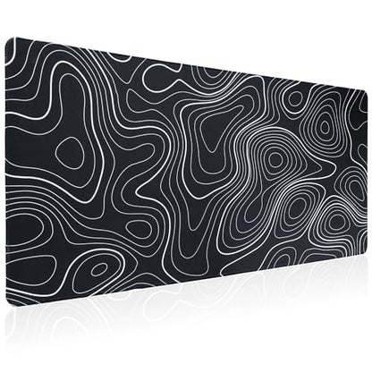 Bloss XL Topographic Mouse Pad Long Desk Mat, Black Mouse Keyboard Pad, Desk Pad, Large Gaming Mouse Mat Non-Slip Rubber (31.5 x 15.7 x 0.12 Inches) - color: Topographic-no Wrist Rest, size: 31.5 in x 15.7 in x 0.12 in