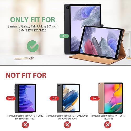Case for Samsung Galaxy Tab A7 Lite 8.7 Inch 2021 (SM-T227/T225/T220) - PU Leather Business Flip Case with Hand Strap and Pocket, Black - color: Black, size: Samsung Galaxy Tab A7 Lite 8.7"