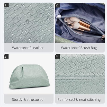 BOYATU Travel Makeup Bags Organizer: Evening Bride Make up Bag, Green - color: 05-Light Mint Green
